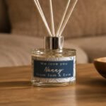 Personalised Any Message Blue Botanical Design Glass Reed Diffuser - Image 3