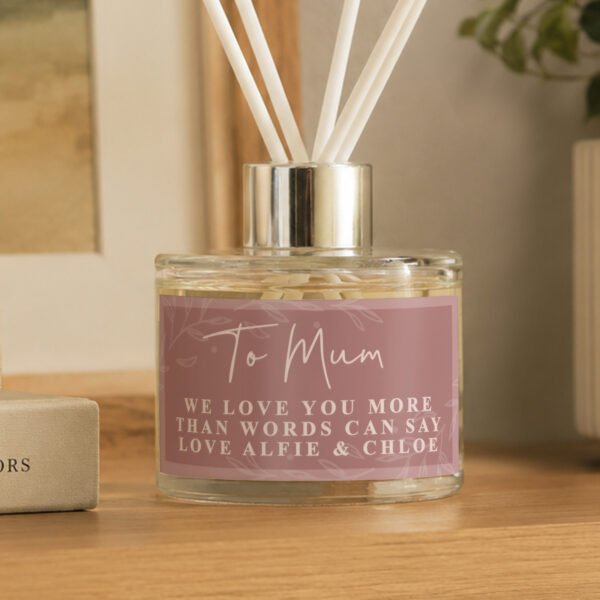 Personalised Any Message Dusky Pink Design Glass Reed Diffuser