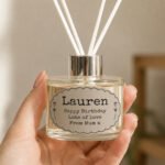Personalised Any Message Oval Scallop Design Glass Reed Diffuser - Image 2