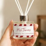 Personalised Funky Pink & Red Striped Design Glass Reed Diffuser - Image 2