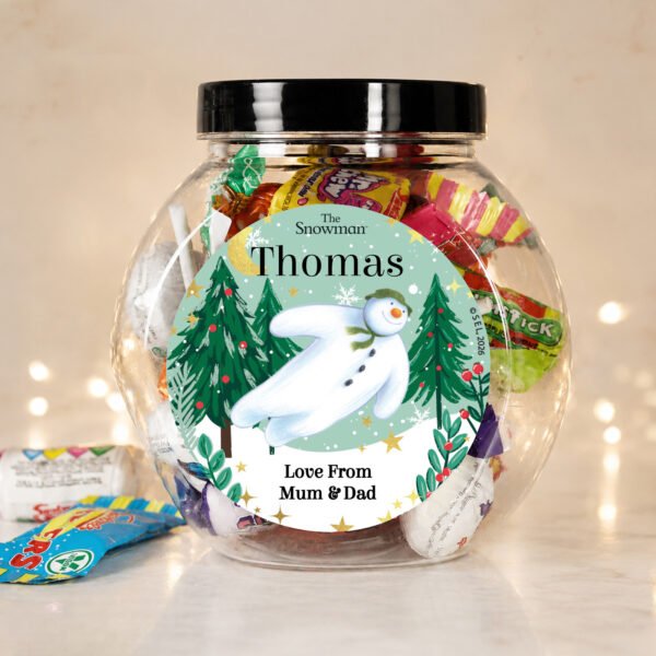 Personalised The Snowman Christmas Wishes Sweet Jar