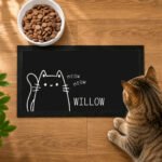 Personalised Cartoon Cat Design Pet Bowl Mat - Image 2