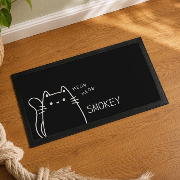 Personalised Cartoon Cat Design Pet Bowl Mat