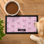 Personalised Pink Bow Design Pet Bowl Mat - Image 2