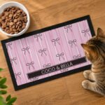 Personalised Pink Bow Design Pet Bowl Mat - Image 3