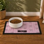 Personalised Pink Bow Design Pet Bowl Mat - Image 4