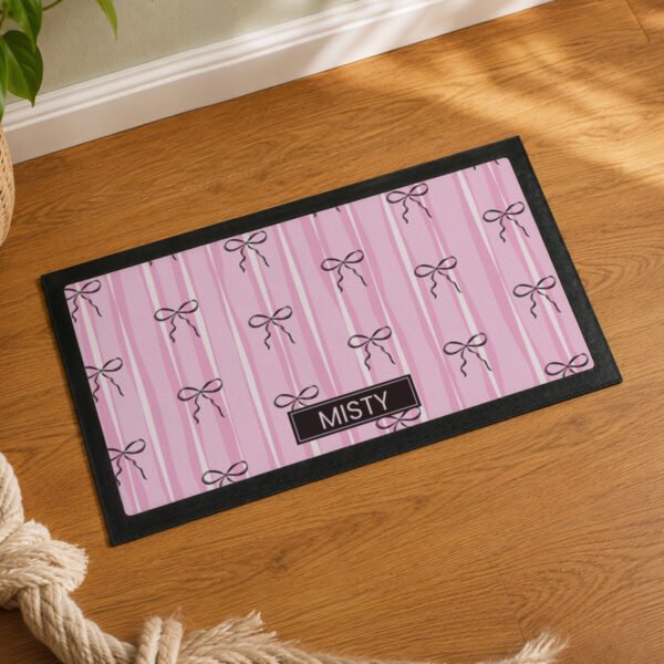 Personalised Pink Bow Design Pet Bowl Mat