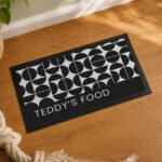 Personalised Black & White Abstract Design Pet Bowl Mat