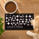 Personalised Black & White Abstract Design Pet Bowl Mat - Image 2