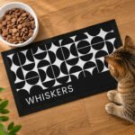 Personalised Black & White Abstract Design Pet Bowl Mat - Image 3