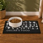 Personalised Black & White Abstract Design Pet Bowl Mat - Image 4