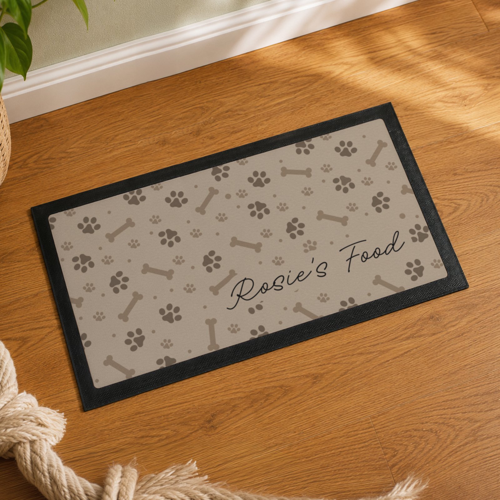 P0710L58 Personalised Brown Dog Icons Design Pet Bowl Mat Personalised Brown Dog Icons Design Pet Bowl Mat - Image 1