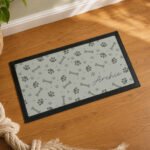 Personalised Grey Dog Icons Design Pet Bowl Mat