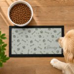 Personalised Grey Dog Icons Design Pet Bowl Mat - Image 2