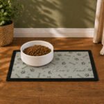 Personalised Grey Dog Icons Design Pet Bowl Mat - Image 3