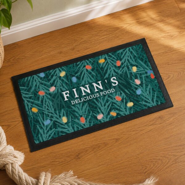 Personalised Christmas Fairy Lights Design Pet Bowl Mat