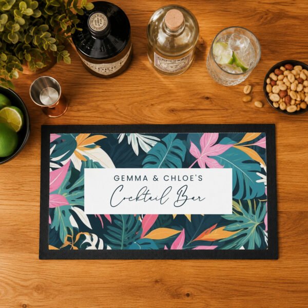 Personalised Tropical Themed Bar Mat