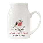 Personalised Christmas Robin Motif Design White Ceramic Jug Vase - Image 5