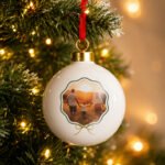 Personalised Scallop Bow Design Photo Upload Ceramic Christmas Bauble