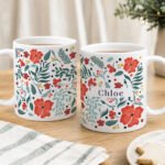 Personalised Christmas Poinsettia Design Ceramic Mug - Image 2