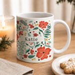 Personalised Christmas Poinsettia Design Ceramic Mug - Image 4