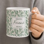 Personalised Green Leafy Pattern Ceramic Mug - Image 2