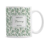 Personalised Green Leafy Pattern Ceramic Mug - Image 4