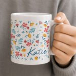 Personalised Bright Floral Design Ceramic Mug - Image 2