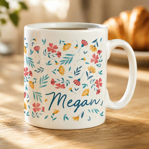 Personalised Bright Floral Design Ceramic Mug