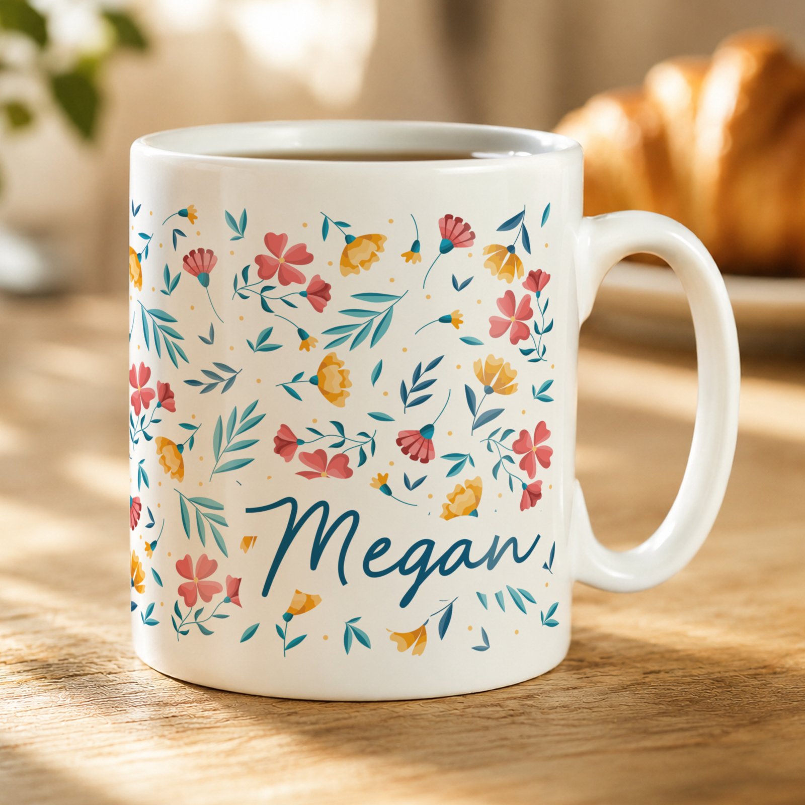 P0805P84 Personalised Bright Floral Design Ceramic Mug Personalised Bright Floral Design Ceramic Mug - Image 1