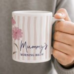 Personalised Floral Stripe Design Ceramic Mug - Image 2