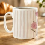 Personalised Floral Stripe Design Ceramic Mug - Image 3