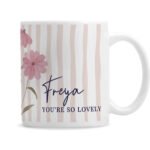 Personalised Floral Stripe Design Ceramic Mug - Image 5