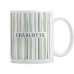 Personalised Green Striped Design Ceramic Mug - Image 4