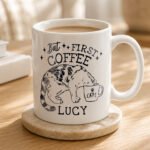 Personalised 'But First Coffee' Cat Design Ceramic Mug