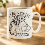 Personalised 'But First Coffee' Cat Design Ceramic Mug - Image 3
