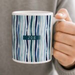 Personalised Blue Striped Design Ceramic Mug - Image 2