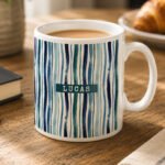 Personalised Blue Striped Design Ceramic Mug - Image 3