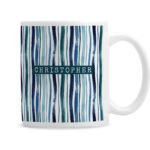 Personalised Blue Striped Design Ceramic Mug - Image 4