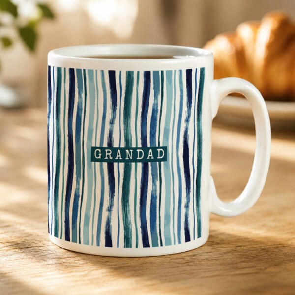 Personalised Blue Striped Design Ceramic Mug