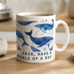 Personalised Multi Blue Whales Design Ceramic Mug