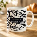 Personalised Black Wavy Pattern Design Ceramic Mug - Image 3