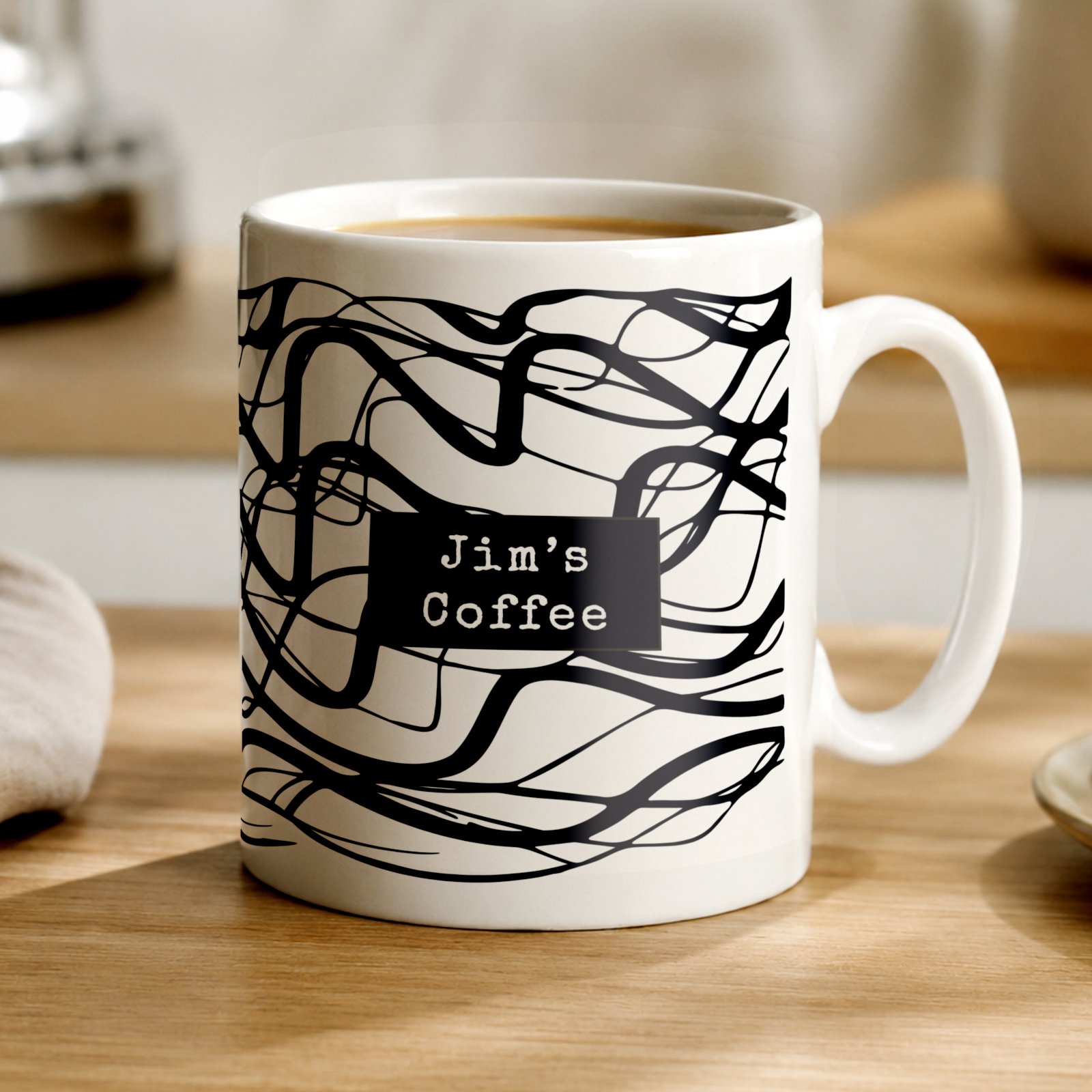 P0805Q01 Personalised Black Wavy Pattern Design Ceramic Mug Personalised Black Wavy Pattern Design Ceramic Mug - Image 1