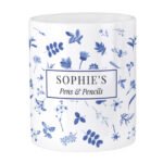 Personalised Blue Floral Design White Ceramic Storage Pot - Image 4