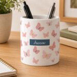 Personalised Multi Butterfly Design White Ceramic Storage Pot