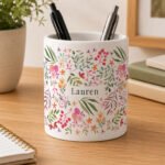 Personalised Floral Design White Ceramic Storage Pot