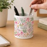 Personalised Floral Design White Ceramic Storage Pot - Image 3