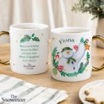 Personalised The Snowman Christmas Wishes Gold Handled Ceramic Mug - Image 2