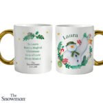 Personalised The Snowman Christmas Wishes Gold Handled Ceramic Mug - Image 5