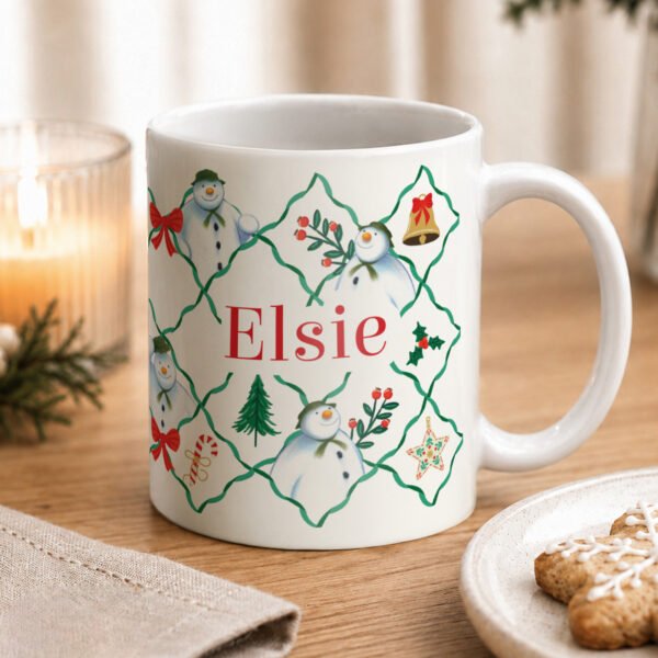 Personalised The Snowman Christmas Wishes Patterned Ceramic Mug
